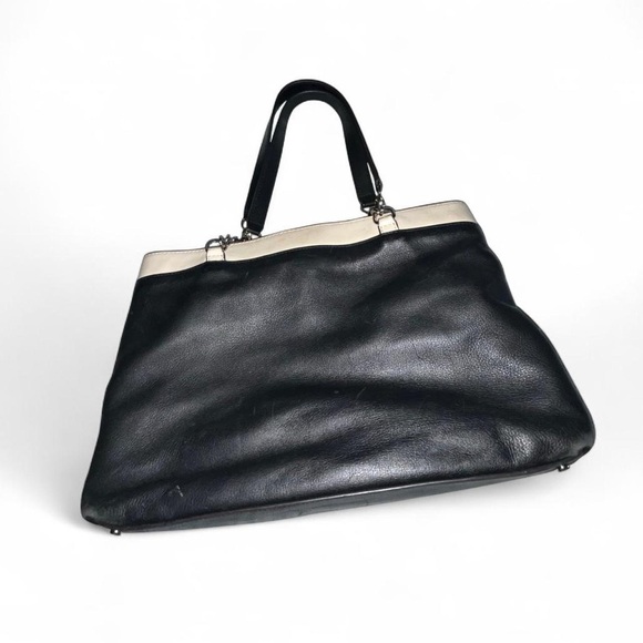 Kate Spade Black and Cream Leather Tote Bag with Bow - Picture 3 of 7